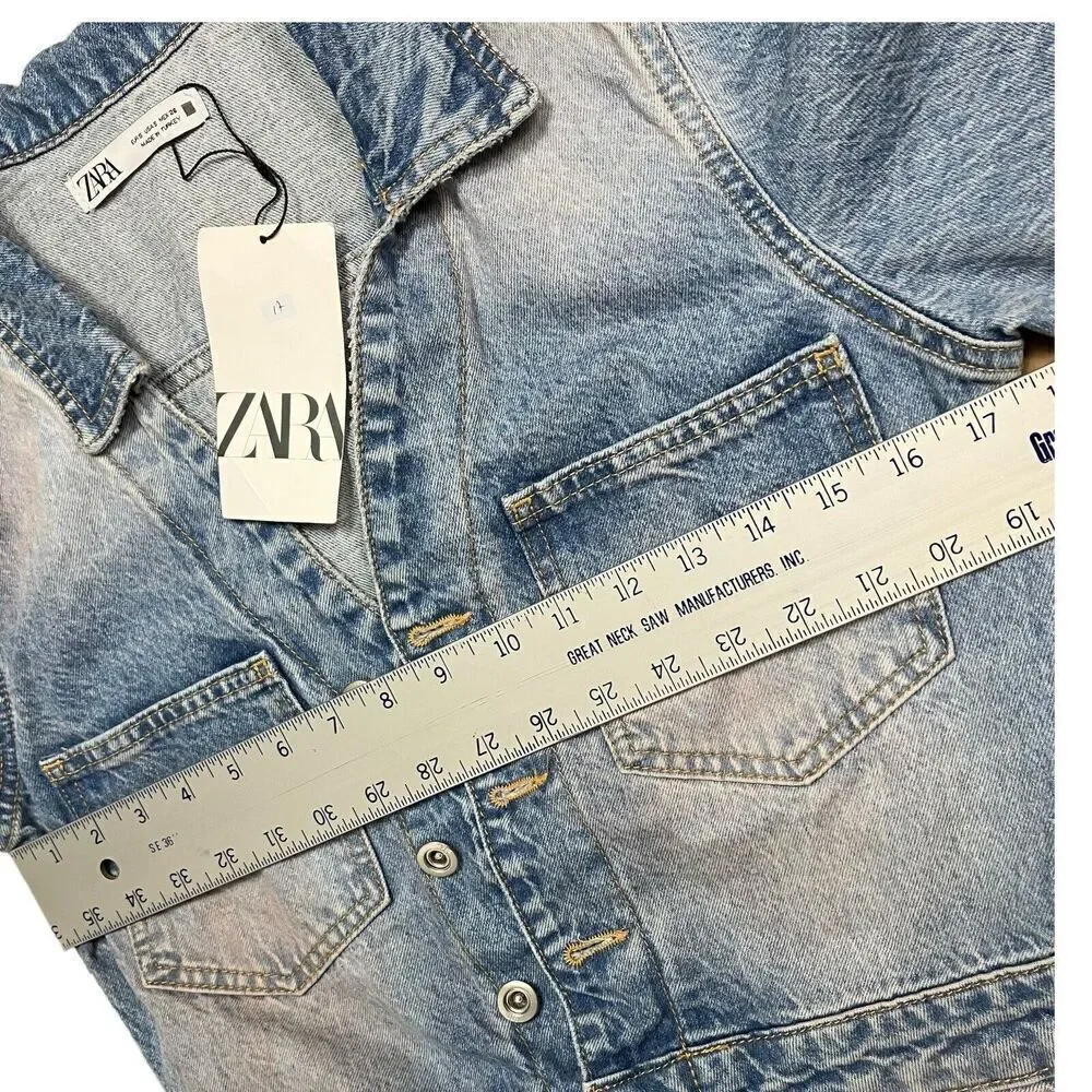 ZARA Jumpsuit Women’s‎ S Pink Dyed Denim One Piece Collared Long Sleeve Button